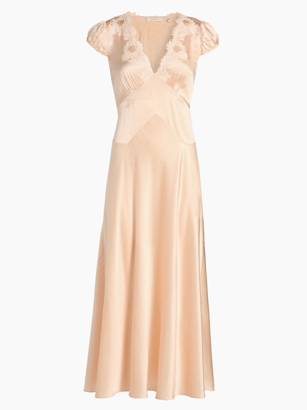 Doen Coraline Peach Lace-Trim Slip maxi Dress